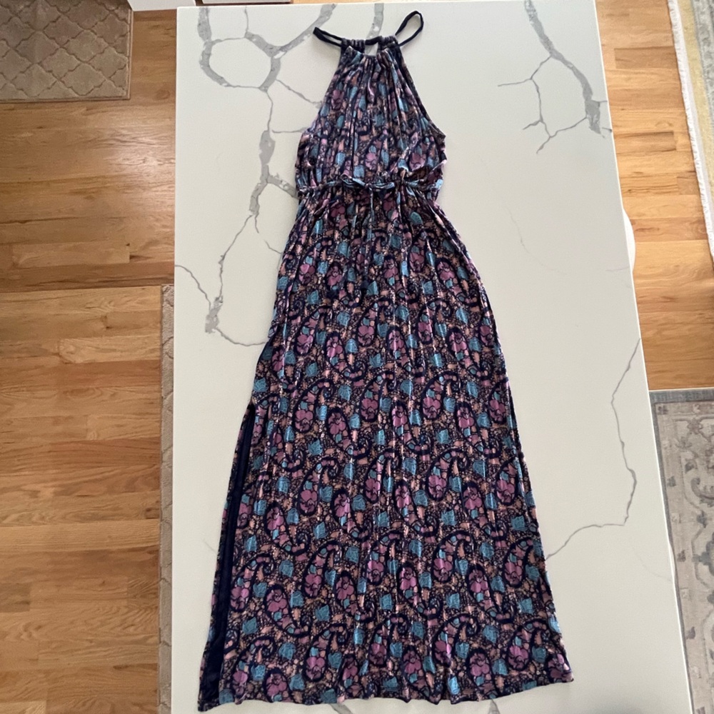 Lucky Brand - Maxi Halter Dress with Side Slit and Keyhole Back - Small - EUC